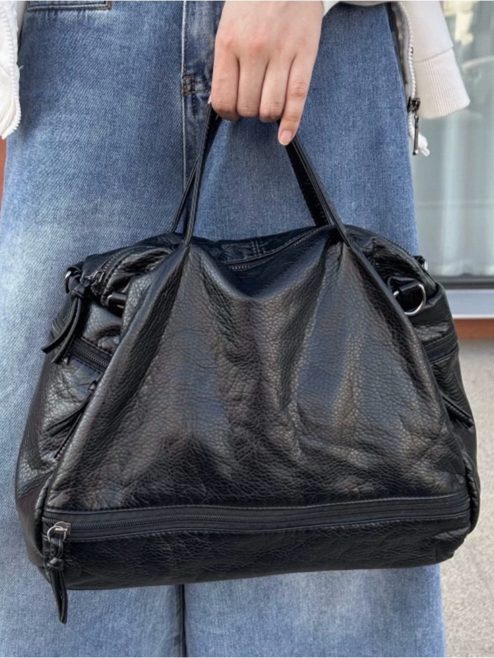 Black PU Leather Shoulder/ Crossbody Bag